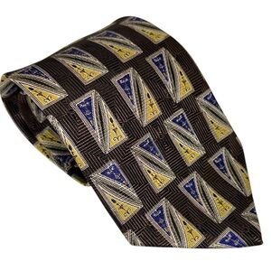 Robert Talbott Best of Class Tie Italy Silk Geometric Dark Brown 58x3.75” USA
